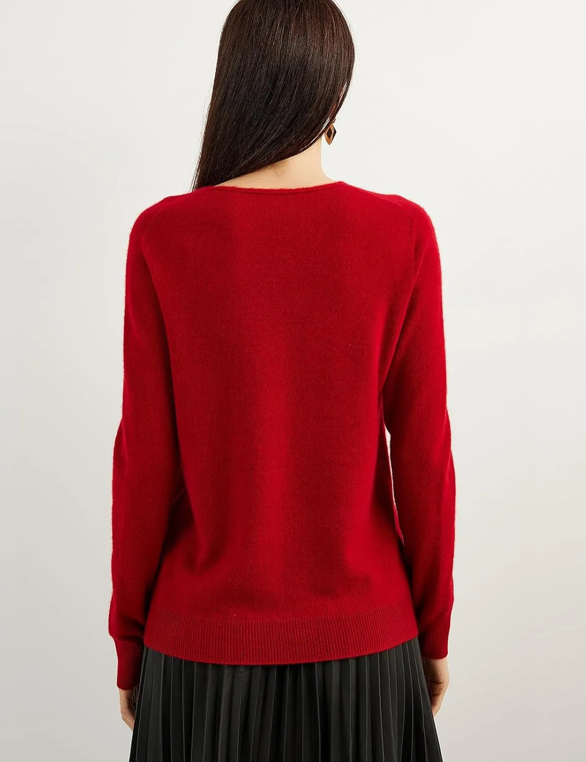 100% Pure Cashmere Women's Sweater V-Neck Long Sleeve 2025 Fall Winter Warm Soft Knit Pullover