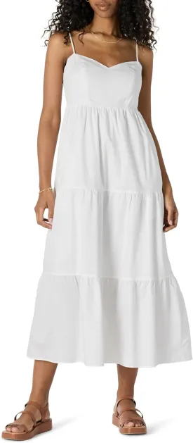 Amazon Essentials Women's Fit and Flare Empire Waisted Cotton Sateen Tiered Maxi Dress