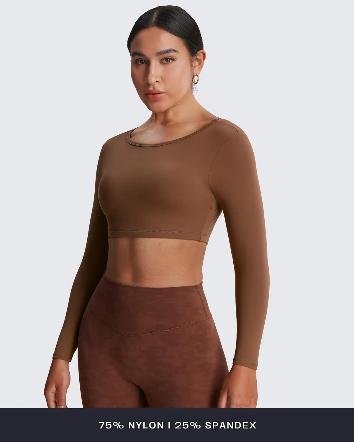 Aoxjox Long Sleeve Crop Tops for Women Clarissa Backless Workout Cropped T Shirt Top