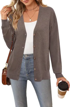 Arach&Cloz Womens Wool Blend Lightweight Summer Business Casual Cardigan Sweaters