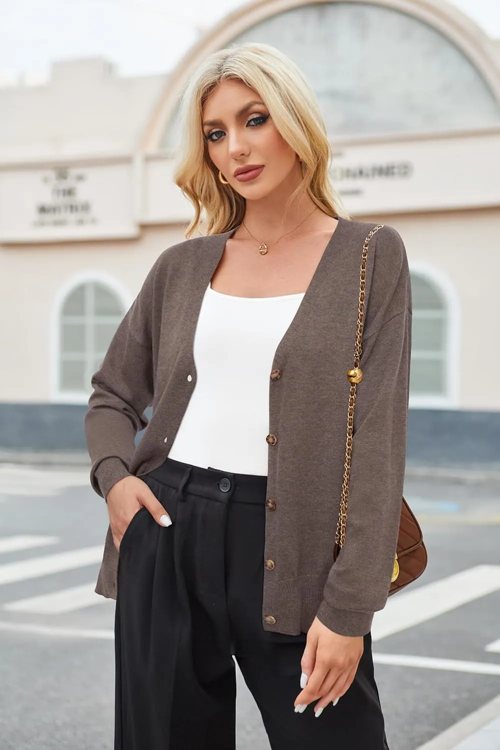 Arach&Cloz Womens Wool Blend Lightweight Summer Business Casual Cardigan Sweaters