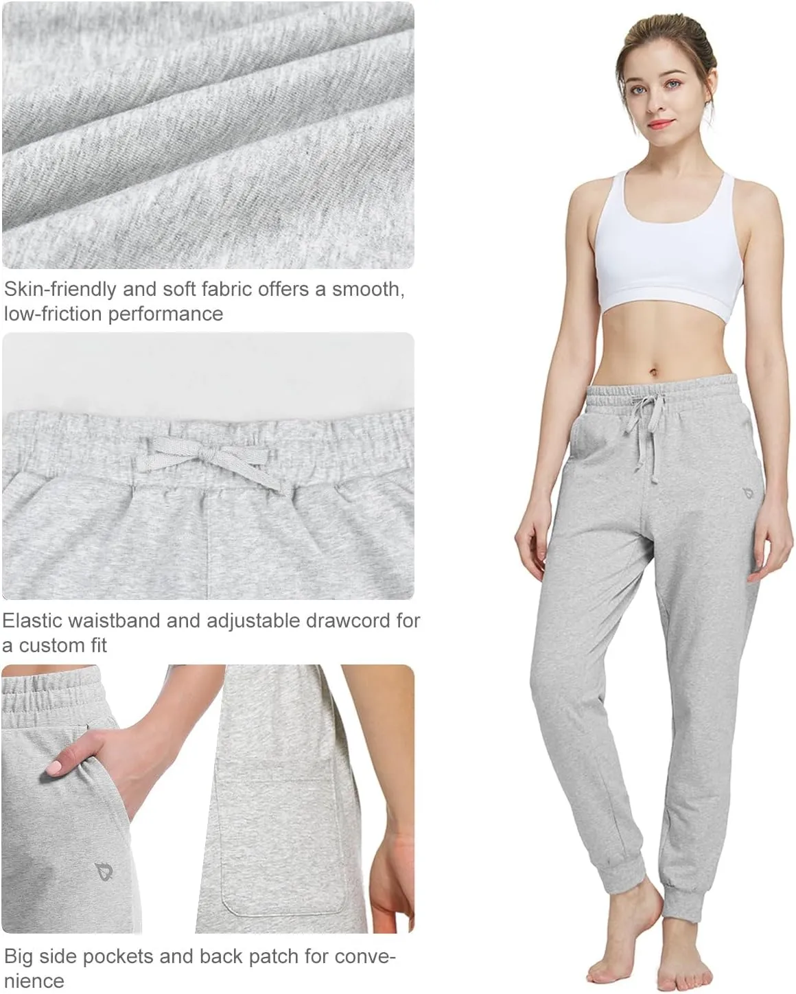 baleaf Womens Sweatpants Cotton Joggers with Pockets Lounge Sweat Pants Tapered Casual Running Workout Yoga