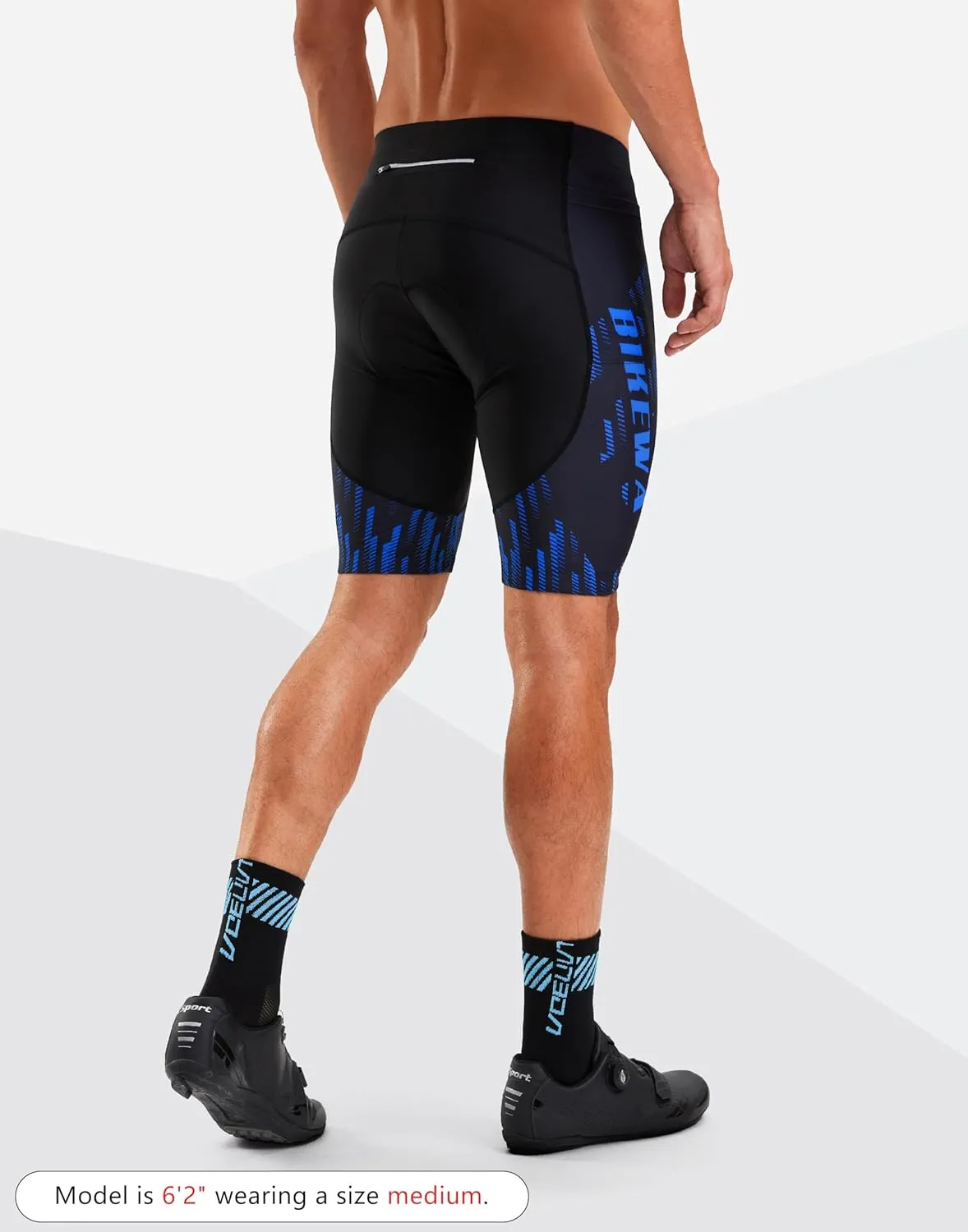 Bikewa Men's Bike Shorts 4D Padded Biking Road Cycling Bicycle Pants Biker Shorts for Men Zipper Pockets