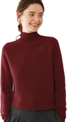 Cashmere Sweaters for Women, 100% Cashmere Half Turtleneck Warm Light Long Sleeve Crew Neck Soft Pullover Sweater