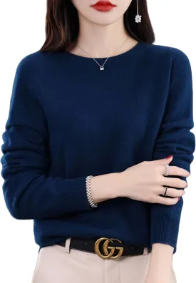Cashmere Sweaters for Women, Womens Cashmere Sweater, Cashmere Crew Neck Long Sleeve Soft Pullover Sweater