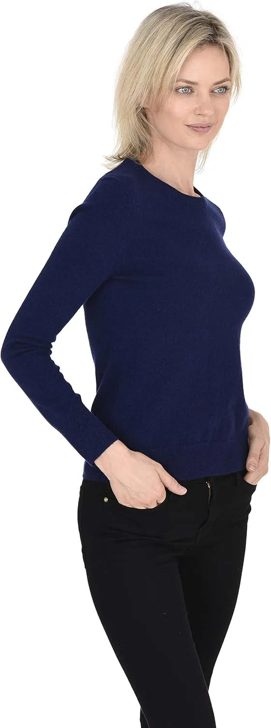Cashmeren Womens Basic Crewneck Sweater 100% Pure Cashmere Long Sleeve Round Neck Pullover