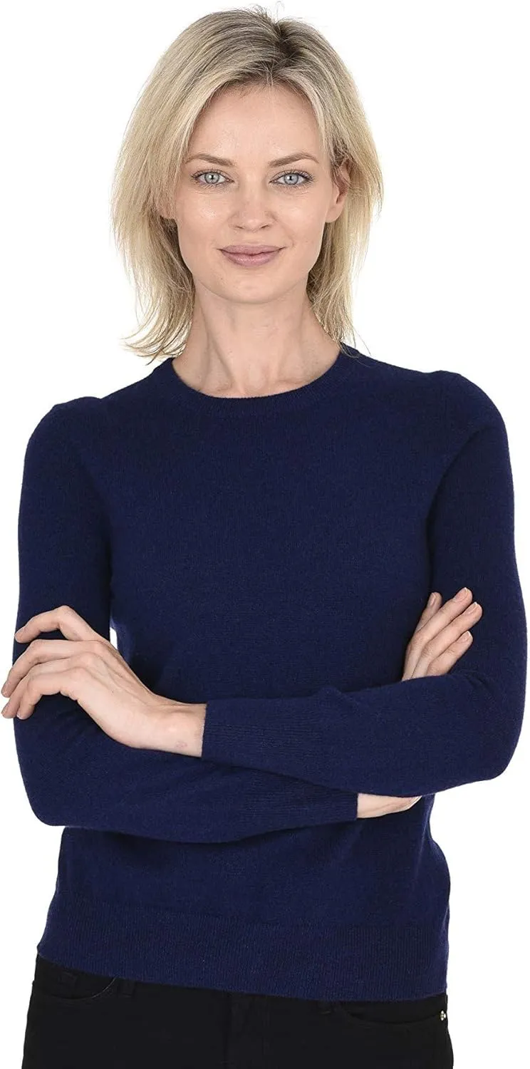 Cashmeren Womens Basic Crewneck Sweater 100% Pure Cashmere Long Sleeve Round Neck Pullover