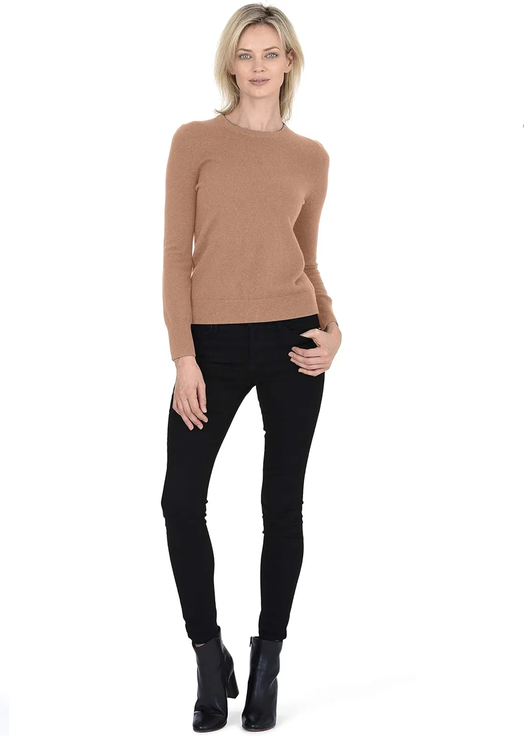 Cashmeren Womens Basic Crewneck Sweater 100% Pure Cashmere Long Sleeve Round Neck Pullover