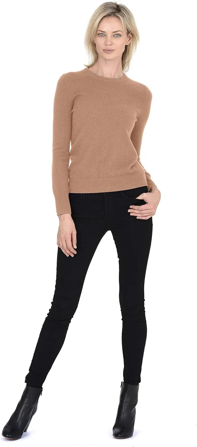 Cashmeren Womens Basic Crewneck Sweater 100% Pure Cashmere Long Sleeve Round Neck Pullover