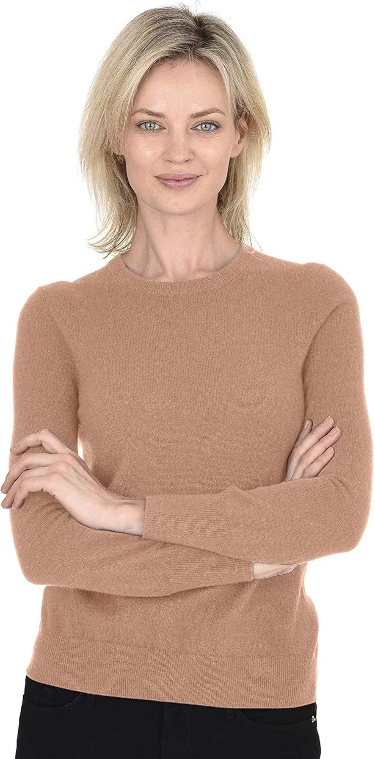 Cashmeren Womens Basic Crewneck Sweater 100% Pure Cashmere Long Sleeve Round Neck Pullover