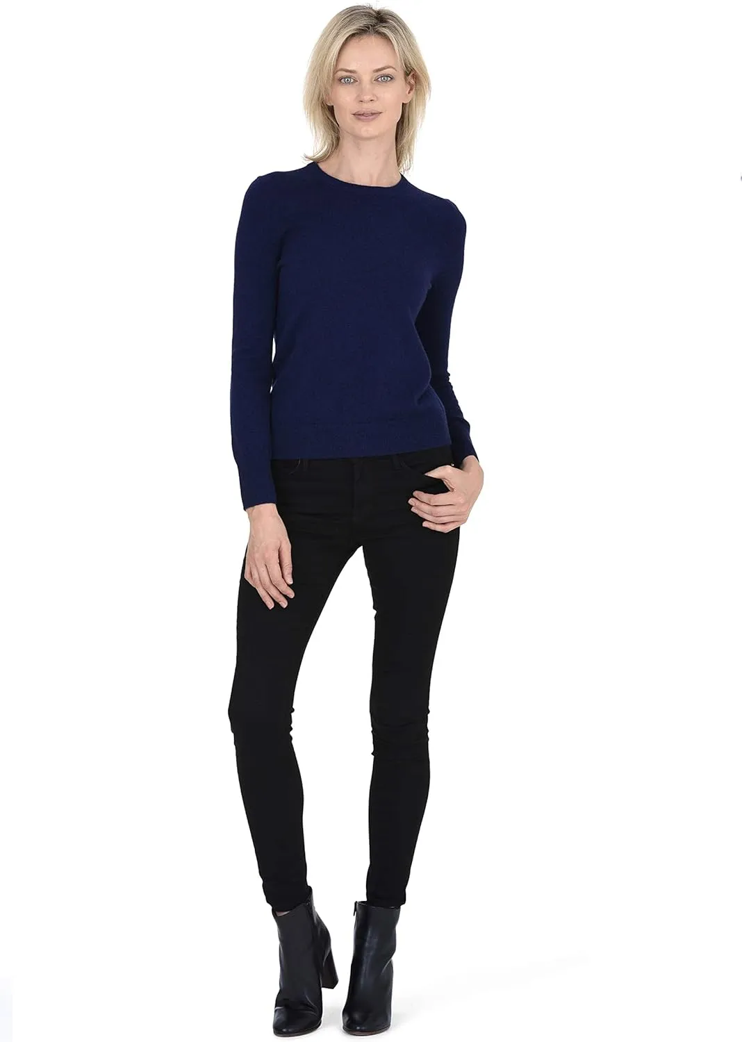 Cashmeren Womens Basic Crewneck Sweater 100% Pure Cashmere Long Sleeve Round Neck Pullover