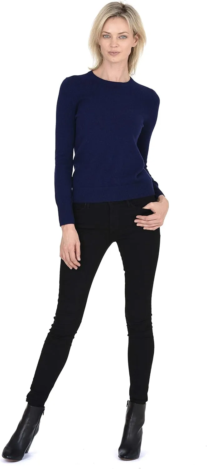 Cashmeren Womens Basic Crewneck Sweater 100% Pure Cashmere Long Sleeve Round Neck Pullover