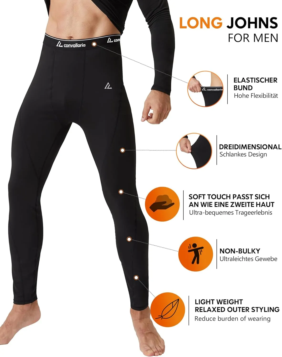 CL convallaria Thermal Underwear for Men Long Johns Fleece Lined Hunting Gear Set Base Layer for Cold Weather XS-4XL