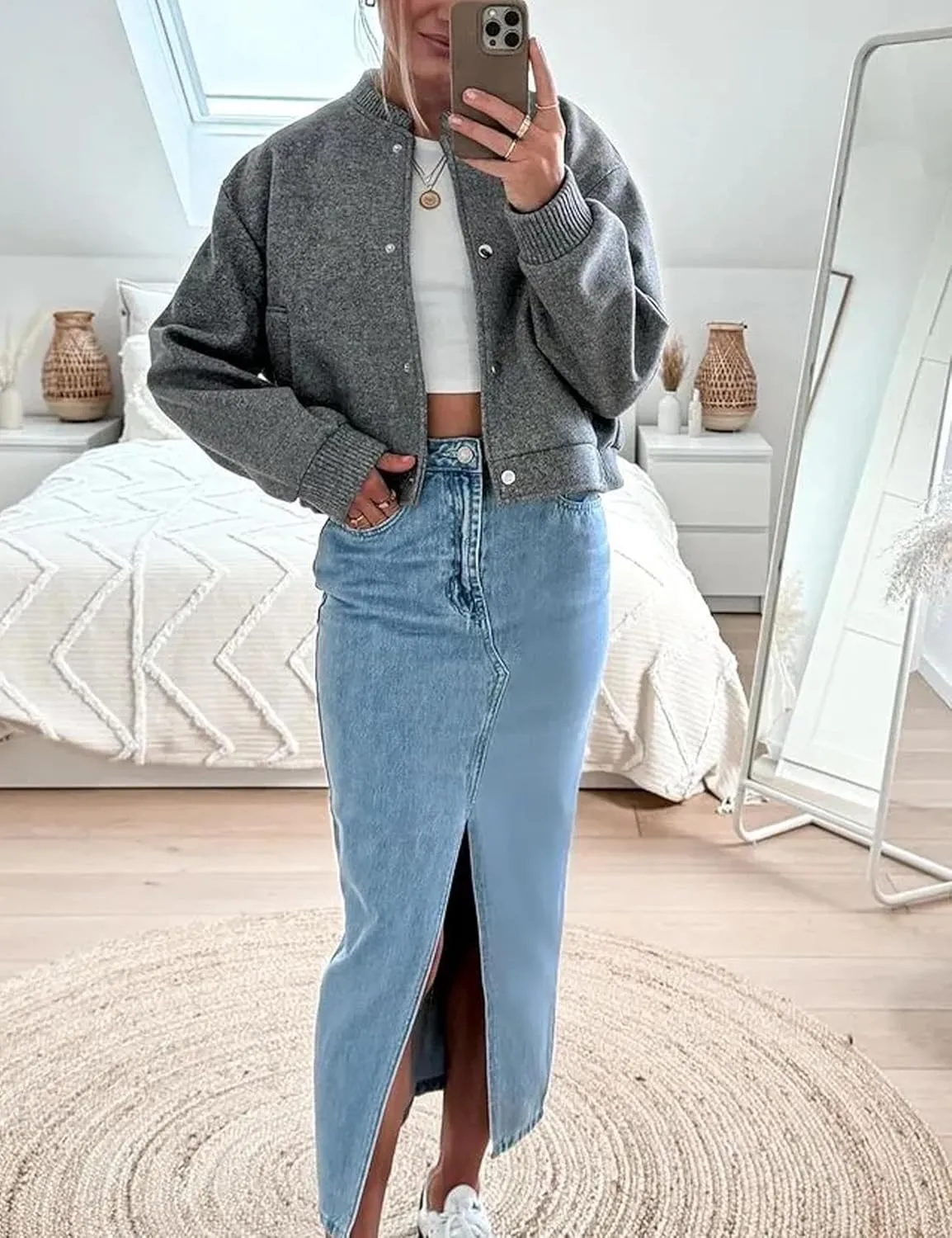 Cropped Bomber Jackets for Womens Long Sleeve Button Down Crop Shacket Jacket Tops