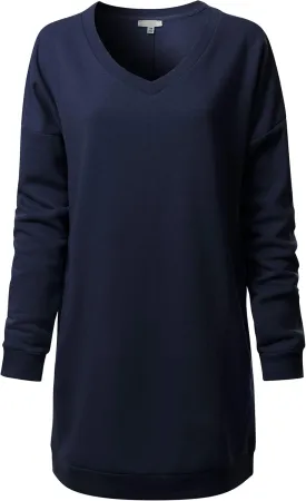 Design by Olivia Women's Casual Oversized Loose Fit V-Neck Fleece Pullover Sweatshirts Tunic Fall Outfits S~3X