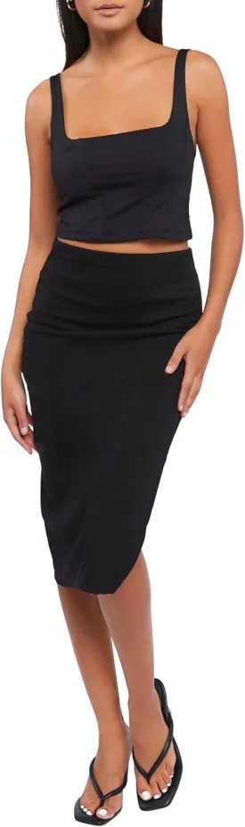 Forever 21 Women's Side-Slit Midi Skirt