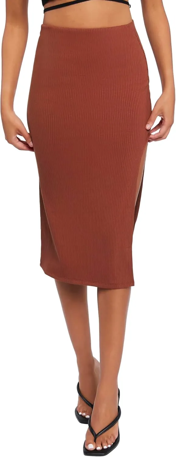 Forever 21 Women's Side-Slit Midi Skirt