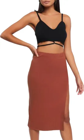 Forever 21 Women's Side-Slit Midi Skirt