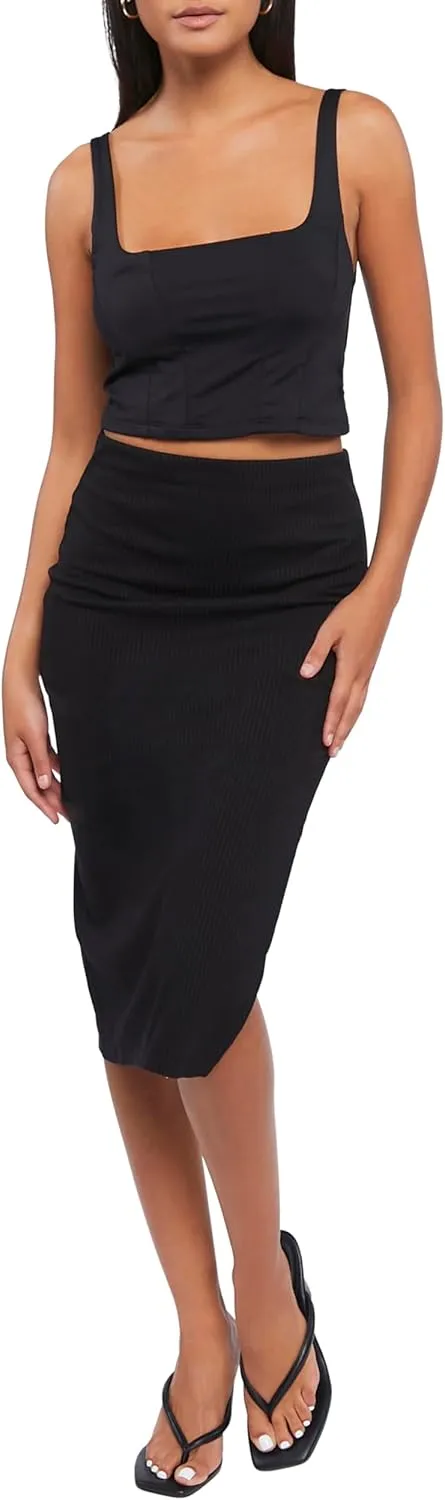 Forever 21 Women's Side-Slit Midi Skirt