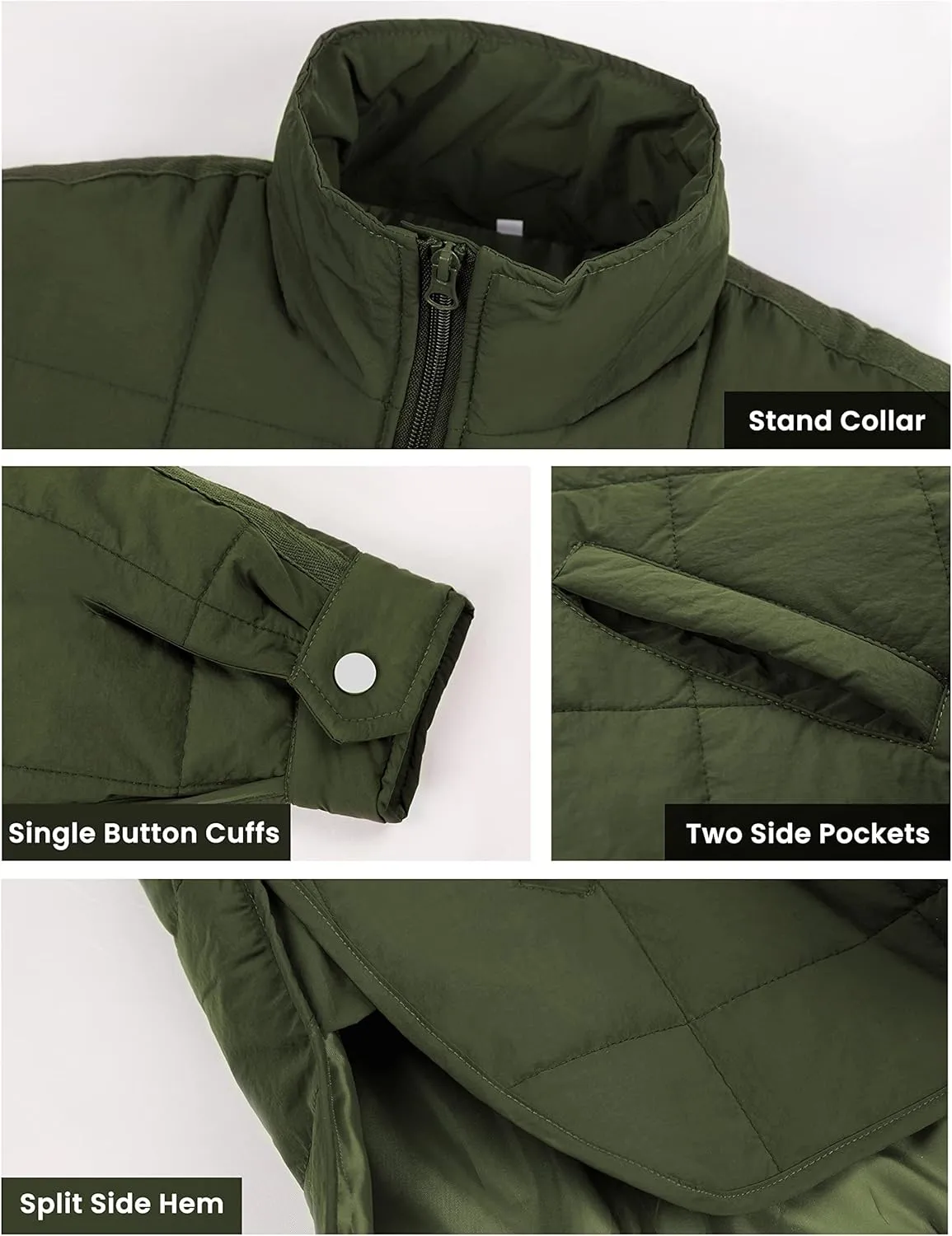 Huaqiao Womens Quilted Puffer Jackets Lightweight Zip up Short Winter Coat with Pockets