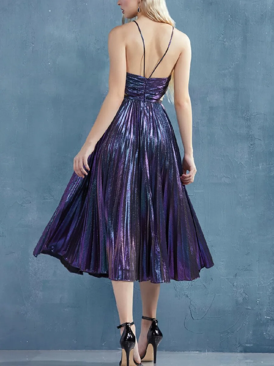 Laser Sling Pleated Dress