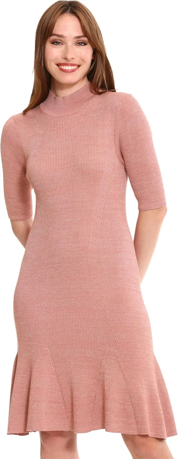 London Times Women's Knit Lurex Shine Dressy Occasion Event Sweater Dress