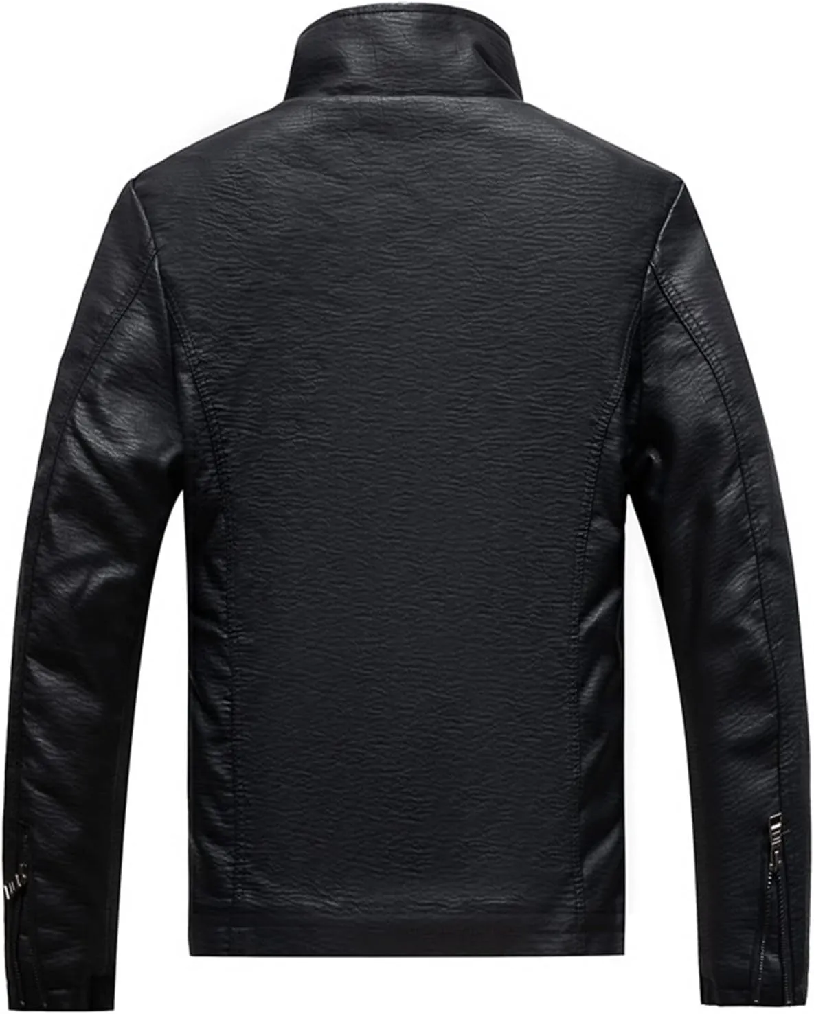 Maiyifu-GJ Men's Sherpa Lined Faux Leather Jacket PU Thick Fleece Motorcycle Jacket Winter Stand Collar Vintage Bomber Coat