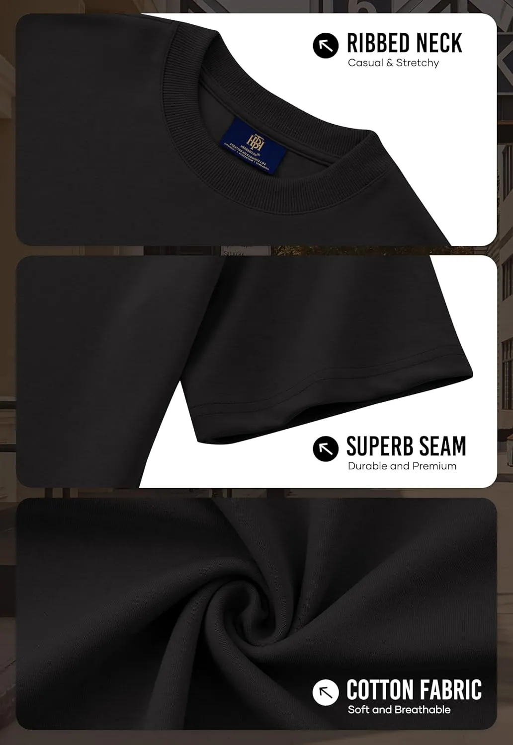 Mens Oversized T-Shirts Heavyweight Cotton Crew Neck Stretch Fashion Summer Thick Tee Tops (S-XXL)
