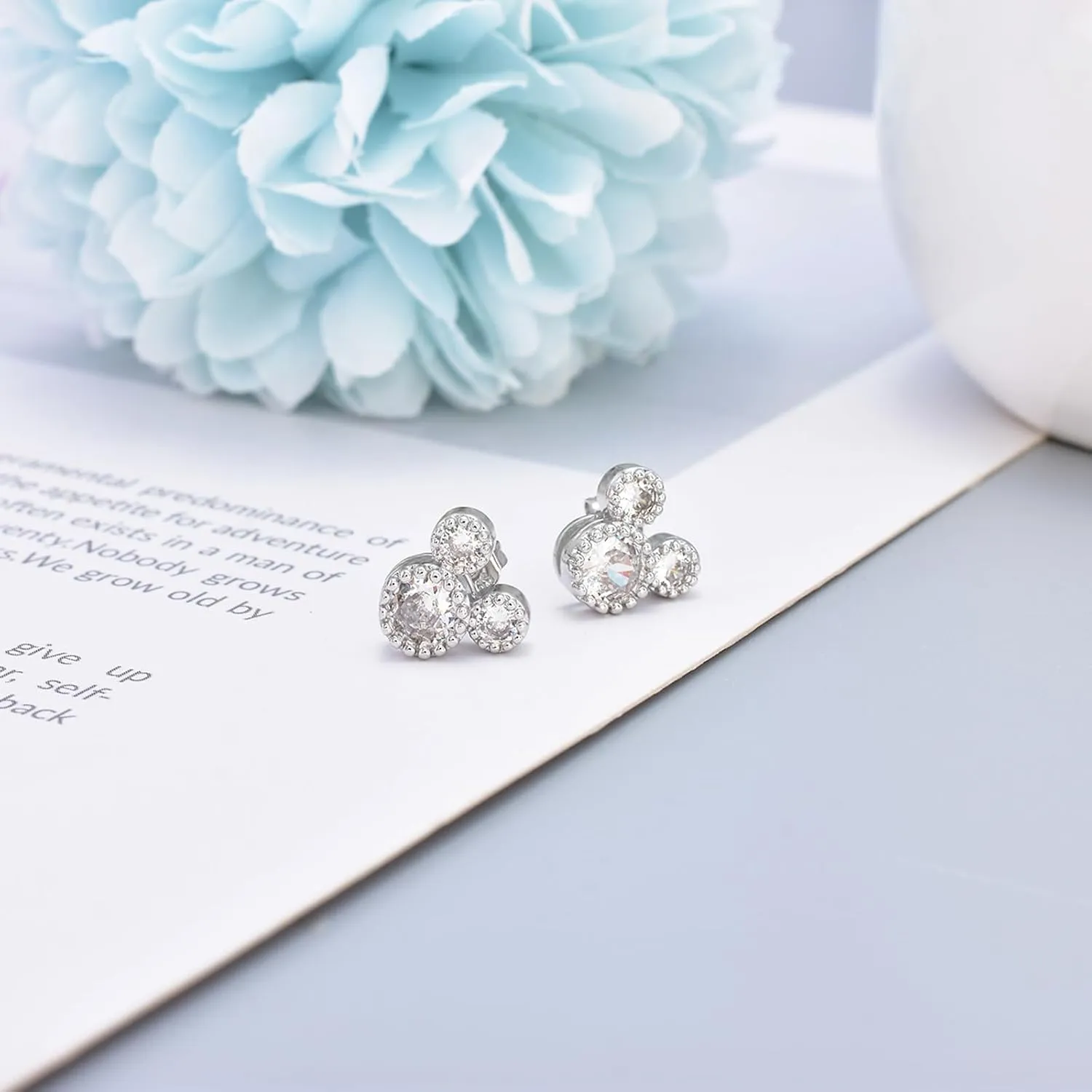 Sterling Silver CZ Mouse Earrings for Girls Cute Minnie Mouse Stud Earrings Animal Earrings Fashion Princess Jewelry Gifts for Women Daughter Birthday