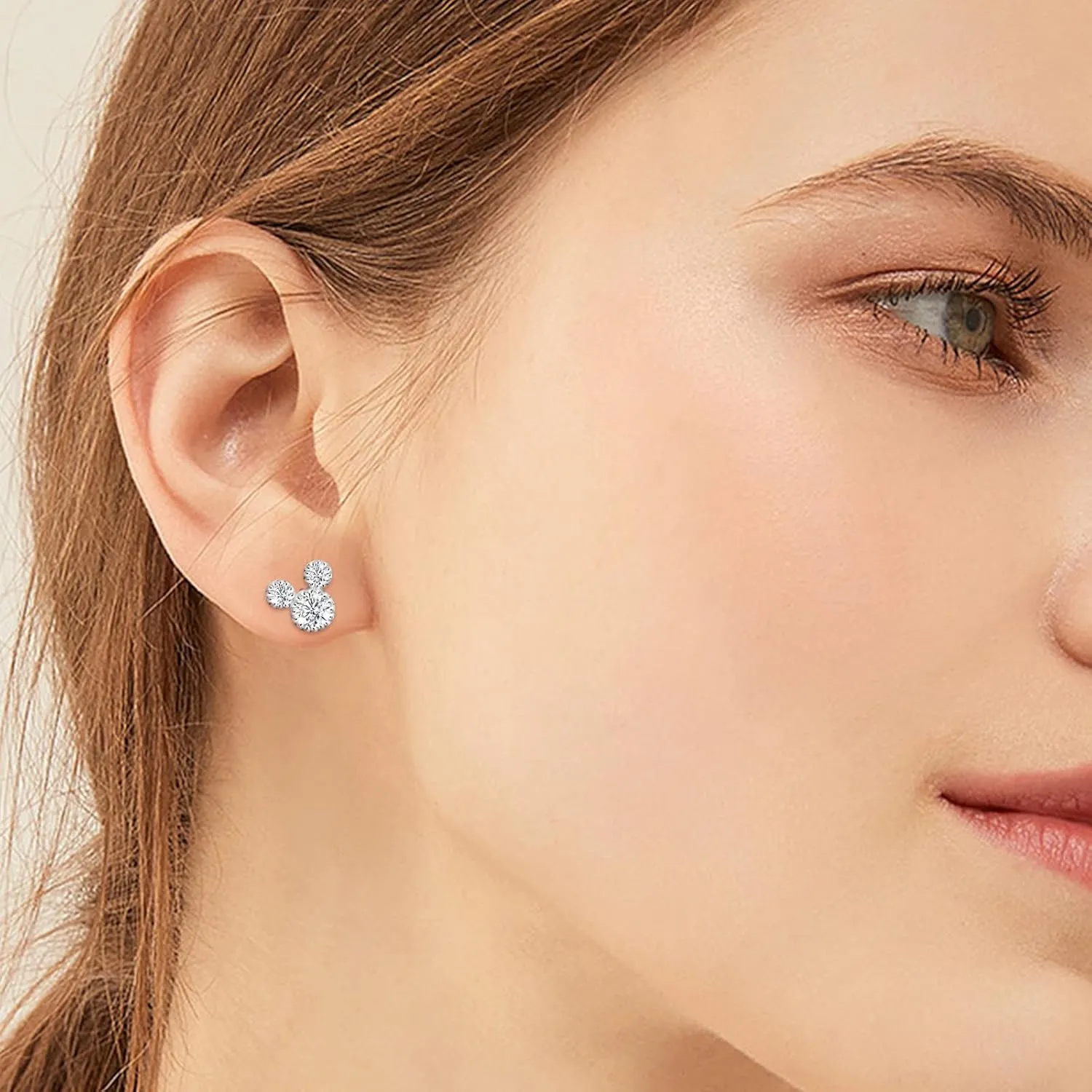 Sterling Silver CZ Mouse Earrings for Girls Cute Minnie Mouse Stud Earrings Animal Earrings Fashion Princess Jewelry Gifts for Women Daughter Birthday