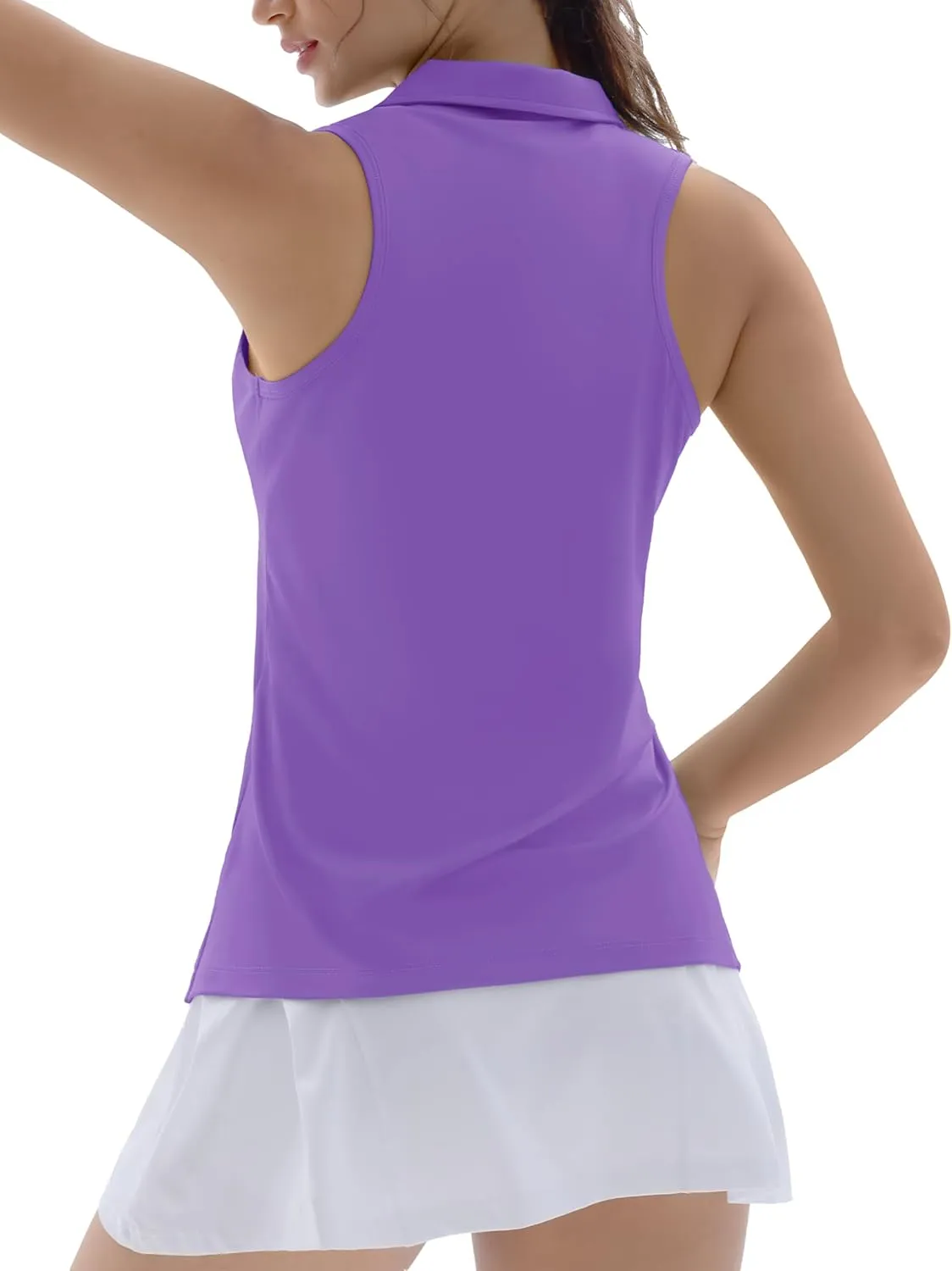 TACVASEN Womens Golf Shirts Sleeveless Racerback Polo Shirt UPF 50  Zip Up Moisture Wicking Workout Tennis Athletic Tank Tops
