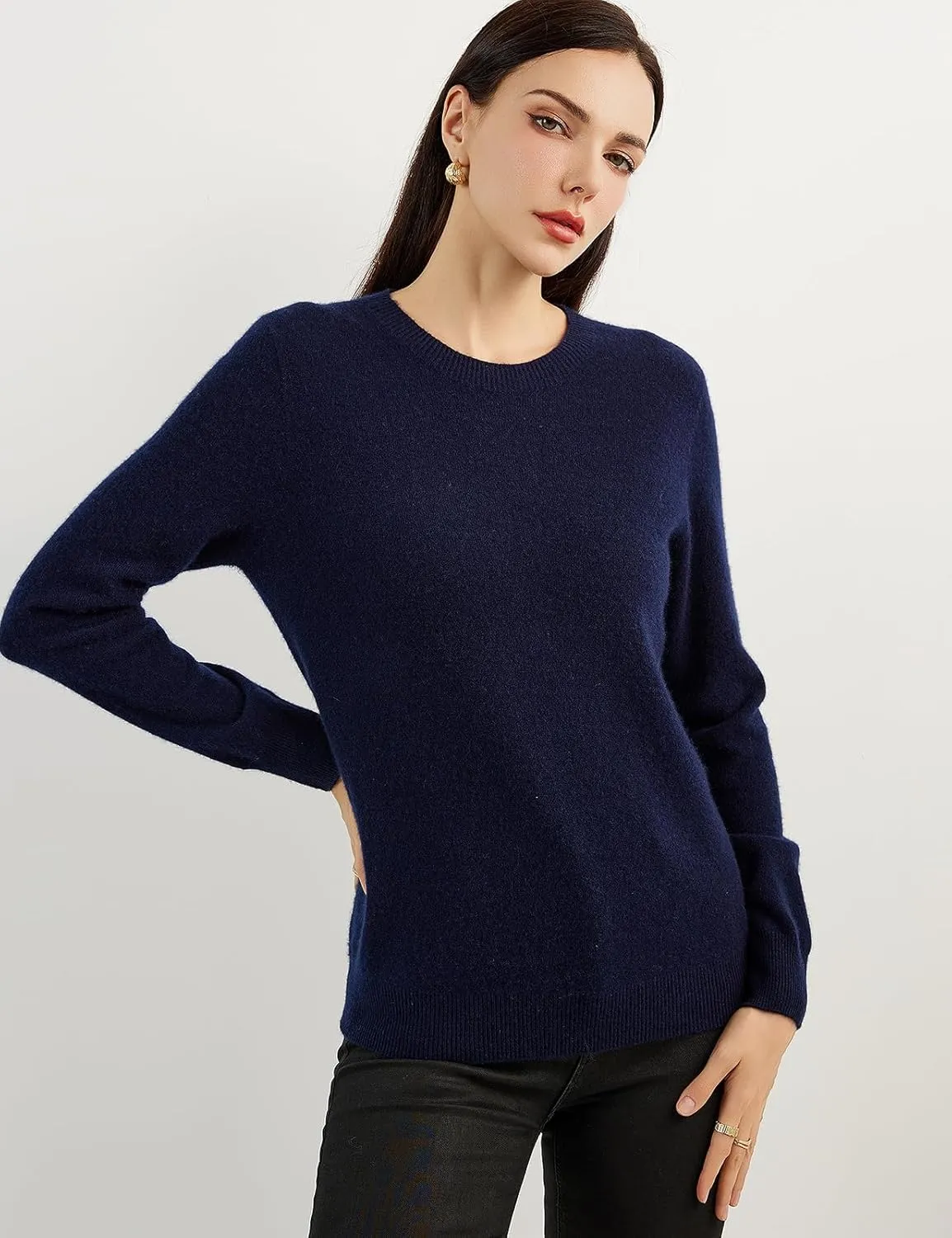 Women's 100% Pure Cashmere Sweater 2025 Fall Winter Crew Neck Long Sleeve Warm Soft Knitted Pullover