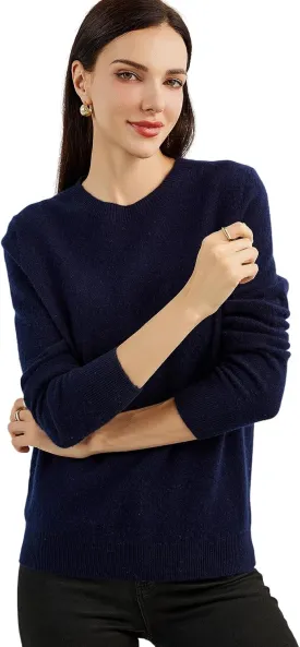 Women's 100% Pure Cashmere Sweater 2025 Fall Winter Crew Neck Long Sleeve Warm Soft Knitted Pullover