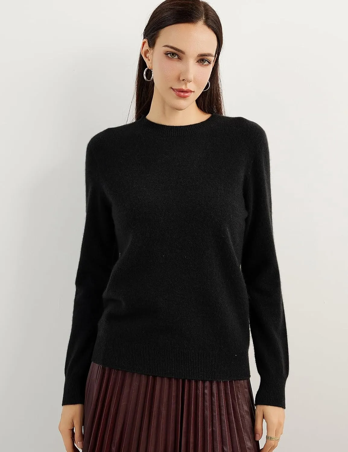 Women's 100% Pure Cashmere Sweater 2025 Fall Winter Crew Neck Long Sleeve Warm Soft Knitted Pullover