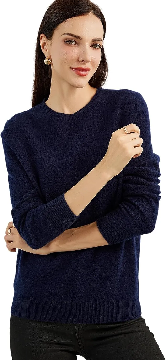 Women's 100% Pure Cashmere Sweater 2025 Fall Winter Crew Neck Long Sleeve Warm Soft Knitted Pullover