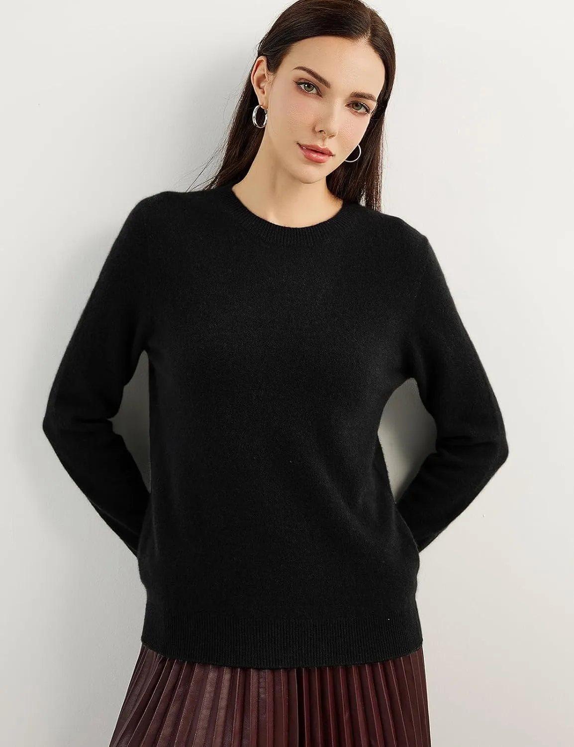 Women's 100% Pure Cashmere Sweater 2025 Fall Winter Crew Neck Long Sleeve Warm Soft Knitted Pullover
