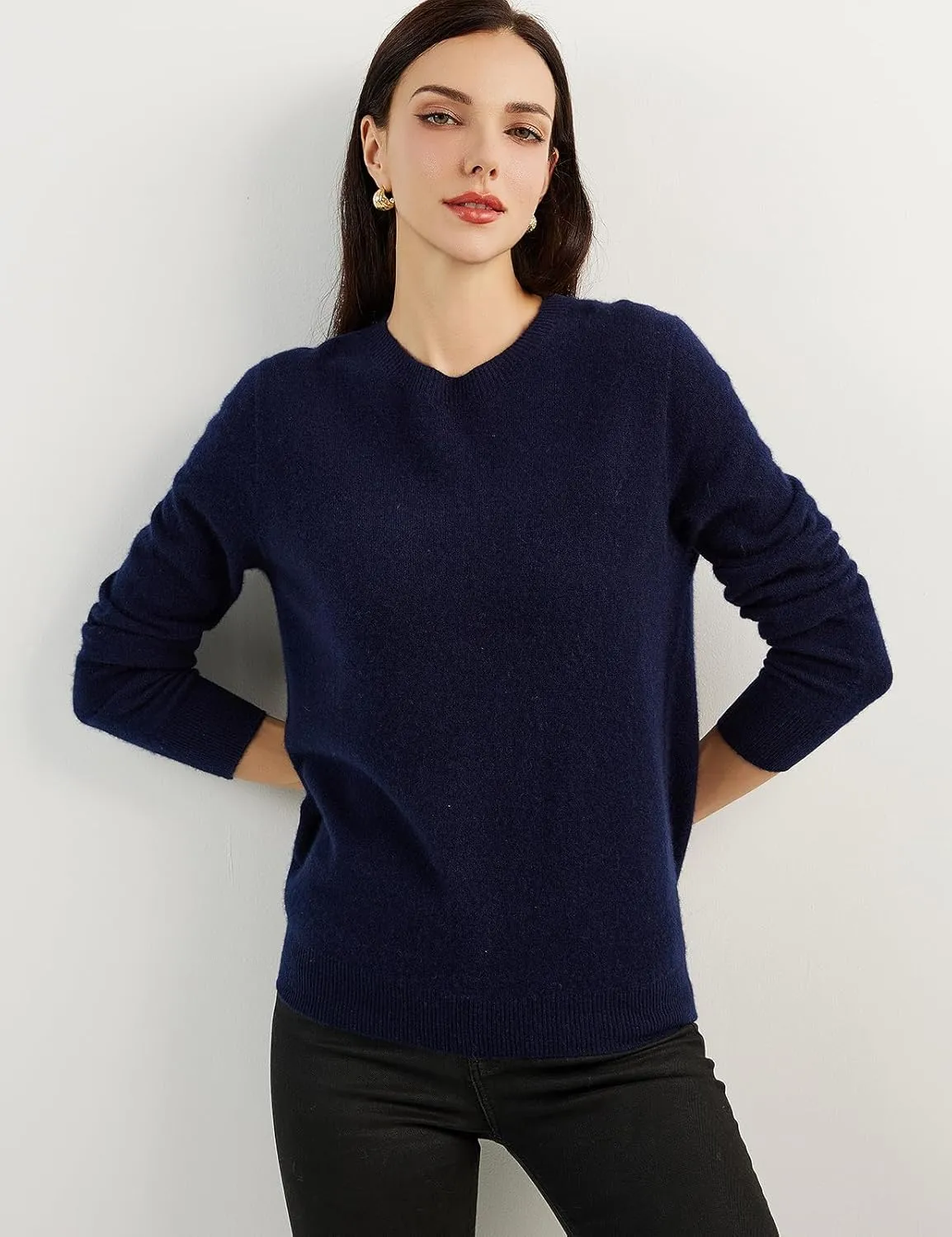 Women's 100% Pure Cashmere Sweater 2025 Fall Winter Crew Neck Long Sleeve Warm Soft Knitted Pullover