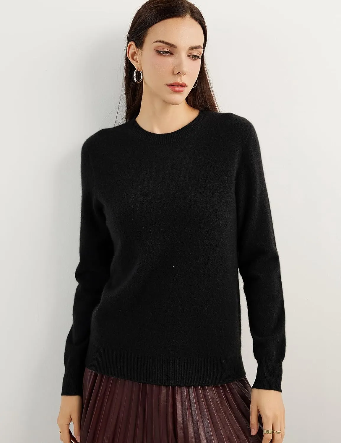 Women's 100% Pure Cashmere Sweater 2025 Fall Winter Crew Neck Long Sleeve Warm Soft Knitted Pullover
