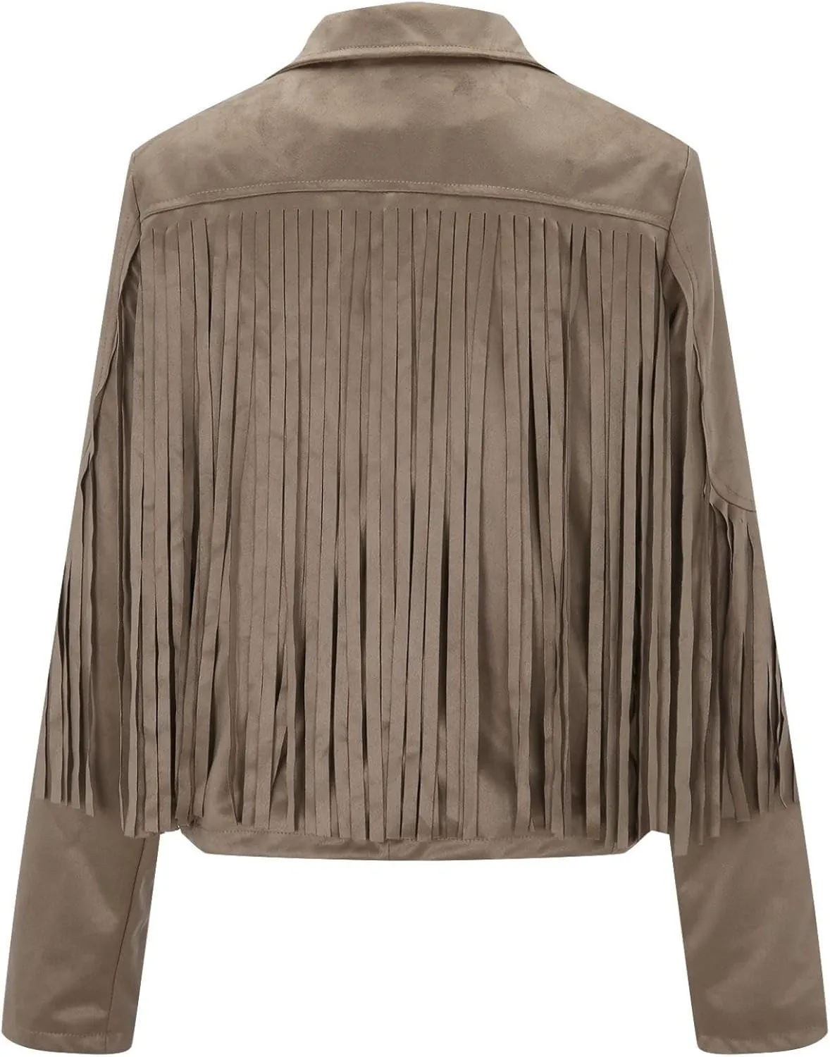 Womens Fringe Jackets Plus Size Faux Suede Coat Fashion Long Sleeve Cardigan Vintage Western Hippie Clothes