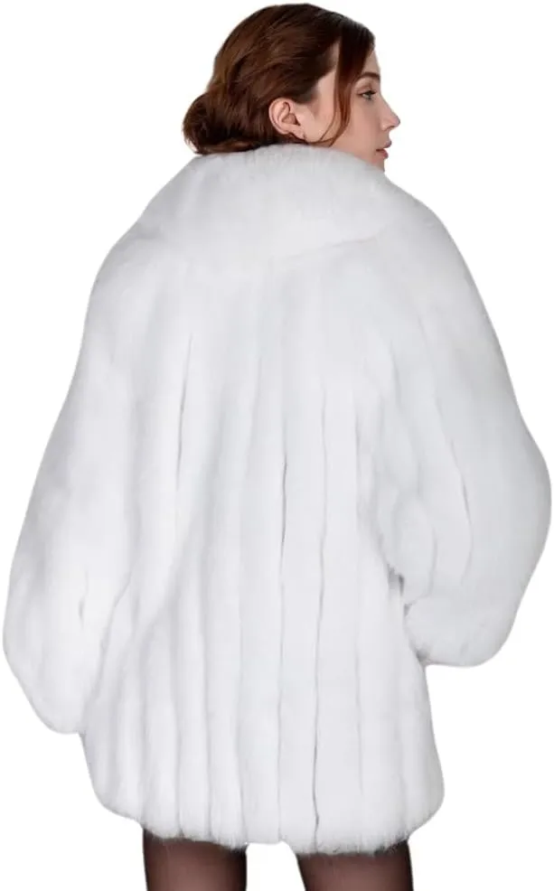 Womens Fuax Fur Coat Winter Warm Fluffy Faux Fur Parka Jacket Thick Plus Size Outerwear Overcoat