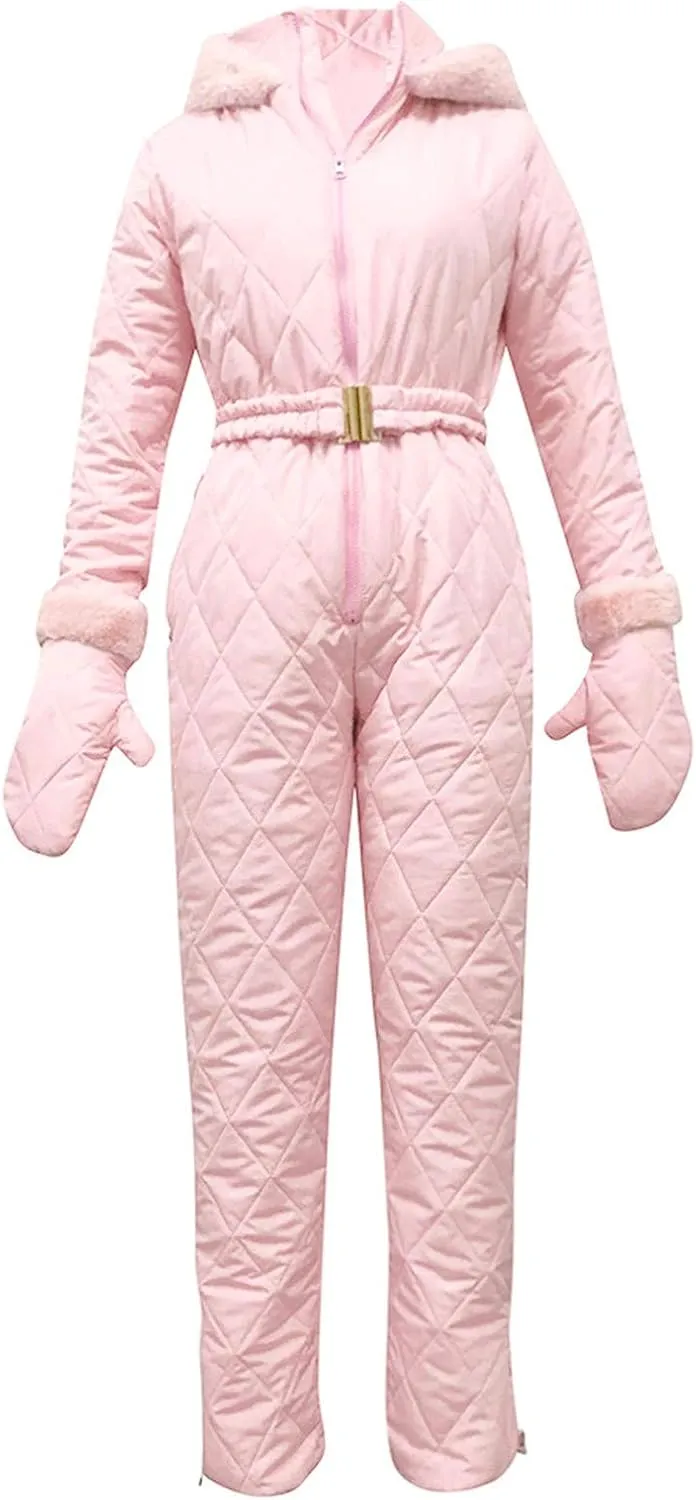 Womens Ski Jacket One Piece Snowsuits for Adults Snow Jumpsuit Plus Size Puffer Jacket Warm Winter Waterproof Coat