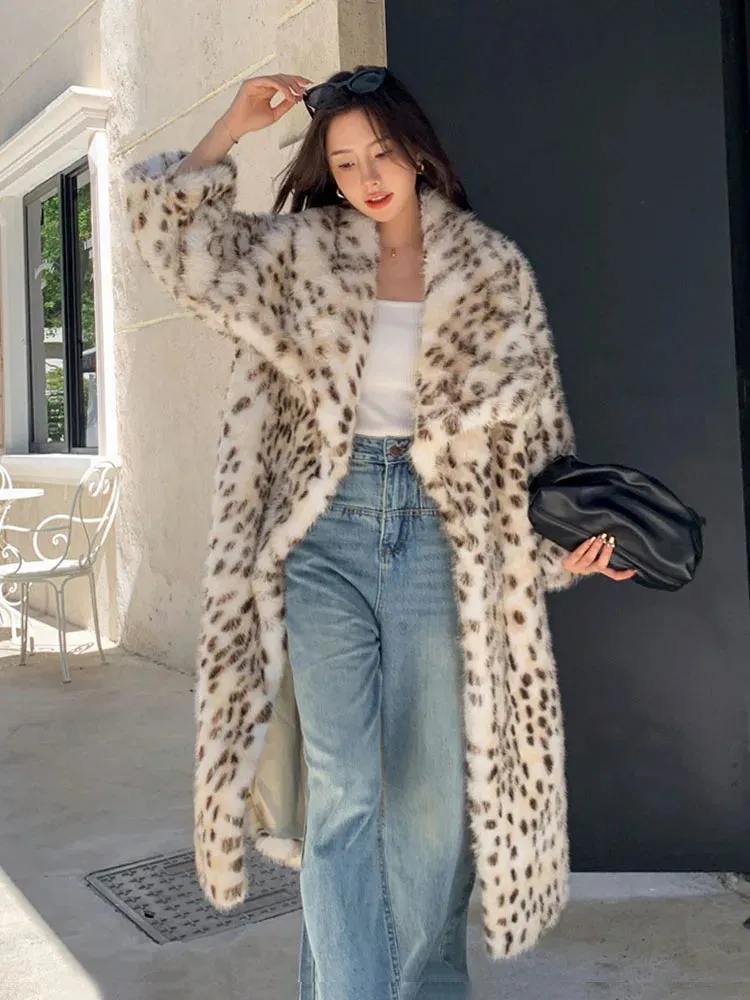 Women's Warm Luxury Leopard Faux Fur Coat