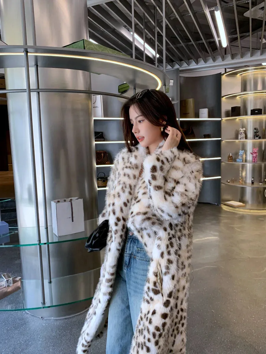 Women's Warm Luxury Leopard Faux Fur Coat