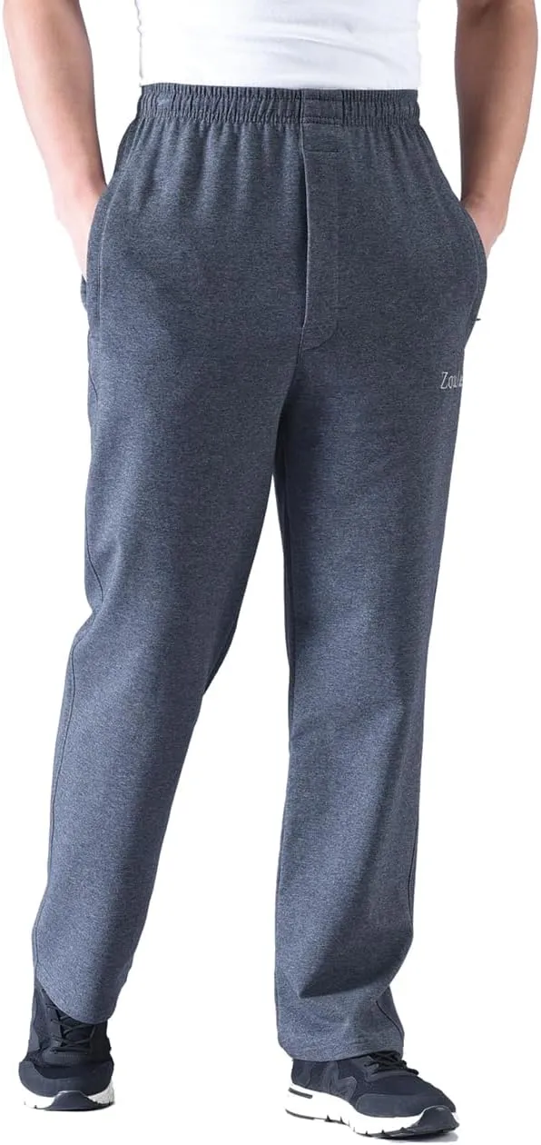 Zoulee Men's Casual Cotton Jogger Sweatpants Zipper Front Pants